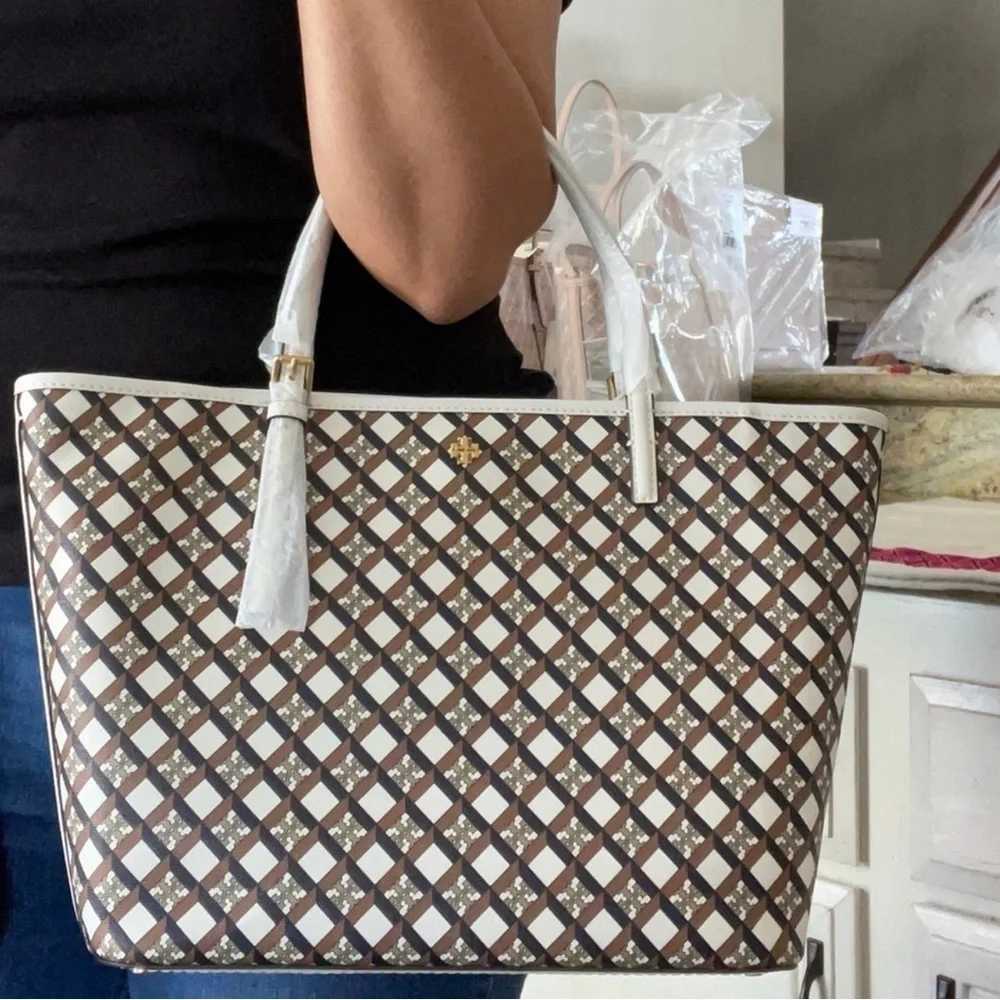 New Tory Burch Women's Geo Logo Mini Top Zip Tote